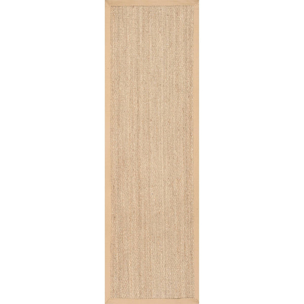 2'6"x14' Runner Elijah Seagrass with Border Area Rug Beige - nuLOOM