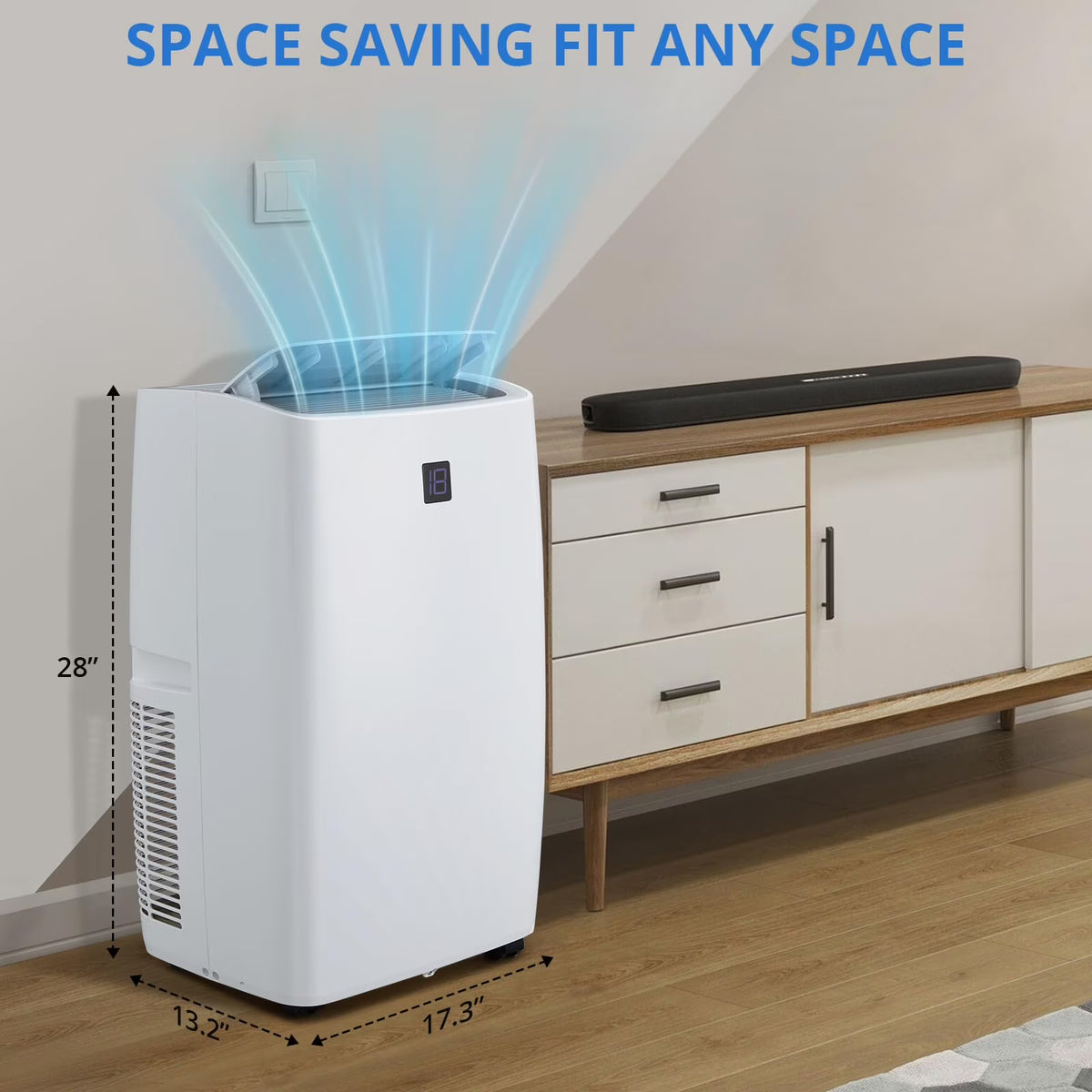 TROPOW 14000BTU Portable Air Conditioners Cool up to 750 Sq.ft, 4 in 1 Portable AC Unit with Remote Control/Dehumidifier/3 Speeds Fan/Sleep Mode for