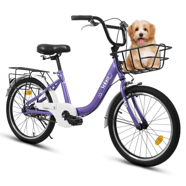 20 in Kids Bike for Boys & Girls Age 5 - 10, Children'S Bicycle with Front Basket & Rear Rack, Commuter Bike for School & Leisure
