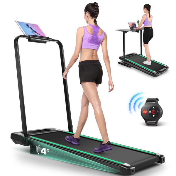 2 in 1 Walking Pad Treadmill with Incline, 2.5HP Under Desk Treadmill with Handle Remote Control & LED Touch Screen for Home Office Workout, 300 lb