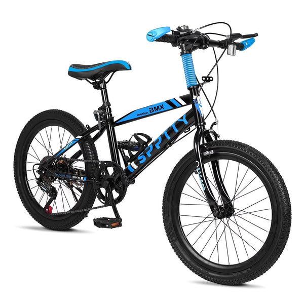 SPPTTY 20 - 24 in Bike, 6 - Speed Mountain Bike for Men Women Boys Girls, Comfort Saddle, Blue